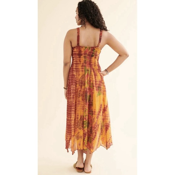 Earthbound Trading Orange Tie Dye Lace Fairy Dress M Renaissance Boho Festival - Picture 10 of 10